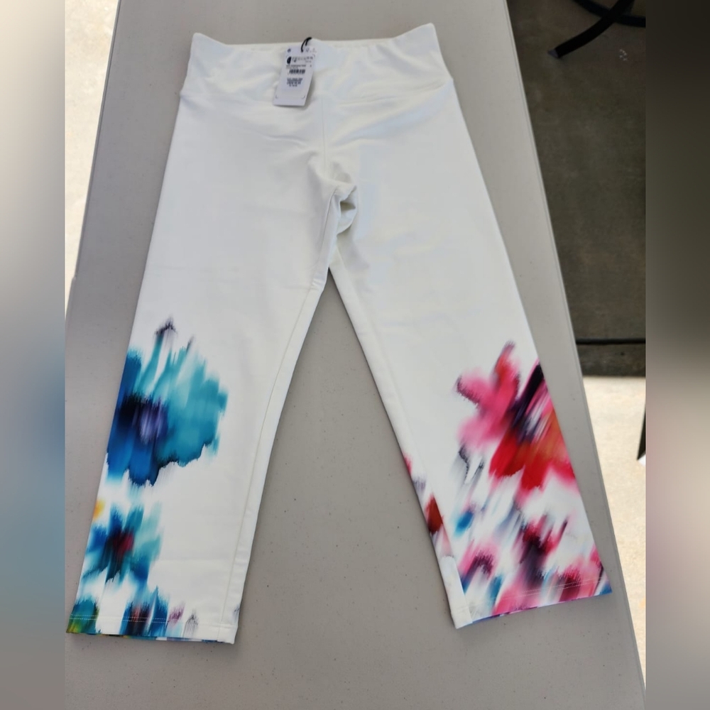 NWT Desigual Leggings with Blue and Pink Floral Design